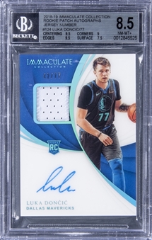 2018-19 Panini Immaculate Collection Rookie Patch Autos - Jersey Number #124 Luka Doncic Signed Rookie Card (#42/77) - BGS NM-MT+ 8.5/BGS 9
